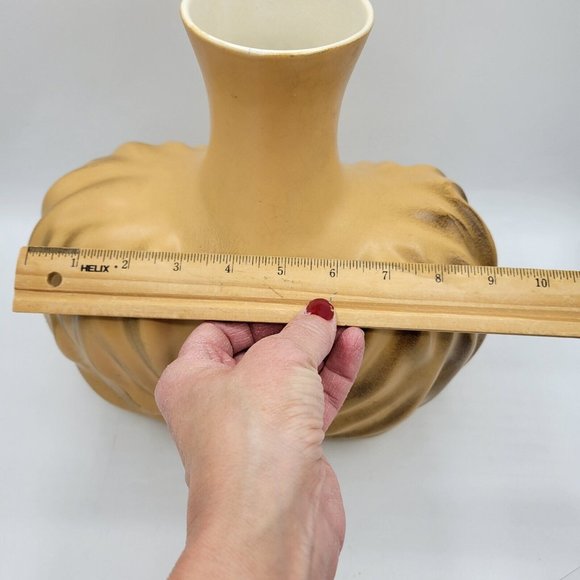 Vintage Large 1940's Art Deco Decorative Ornate Ruched Ceramic 12"x9" Vase - Picture 9 of 12